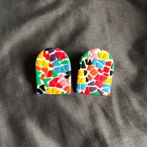 mosaic arc stud earrings